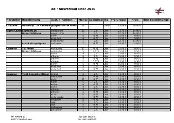 Ab-/Ausverkauf Ende 2010 - Farben Klein GmbH