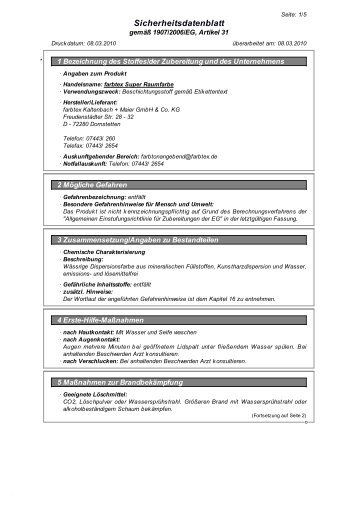 Sicherheitsdatenblatt - Farbtex