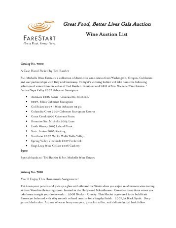 Great Food, Better Lives Gala Auction - FareStart