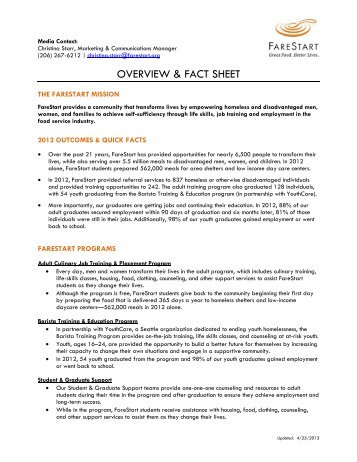 OVERVIEW & FACT SHEET - FareStart