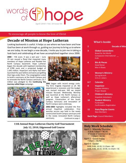 Decade of Mission at Hope Lutheran - Hope Lutheran Church