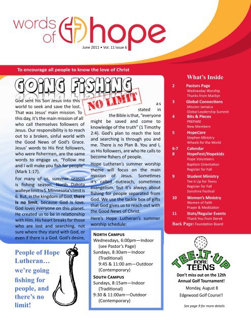 People of Hope Lutheran… we're going fishing for people, and ...