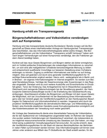 Presseerklärung aller Fraktionen Transparenzgesetz - Farid Müller