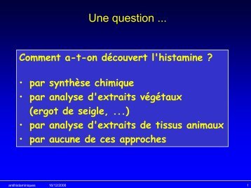 Antihistaminiques (H1) - UCL-Bruxelles, Belgique