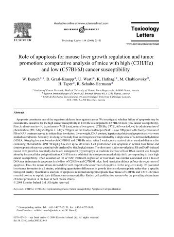 Role of apoptosis for mouse liver growth regulation and tumor ...