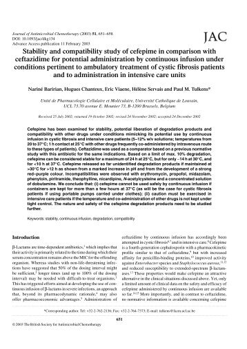 Stability and compatibility study of cefepime in comparison with ...