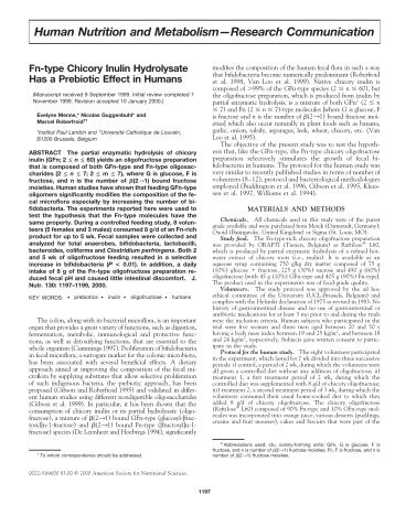 Fn-type Chicory Inulin Hydrolysate Has a Prebiotic Effect in Humans