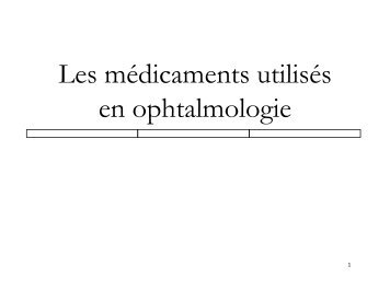 Les médicaments utilisés en ophtalmologie