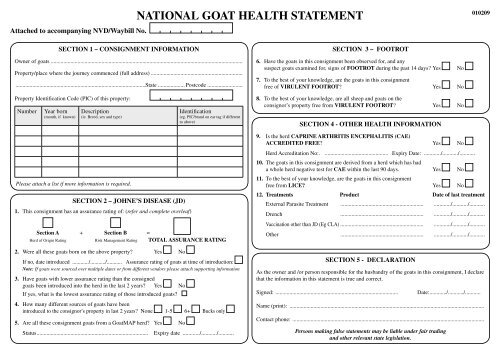 NATIONAL GOAT HEALTH STATEMENT - Farm Biosecurity