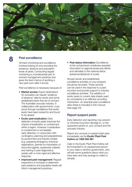 Orchard Biosecurity Manual for the Avocado ... - Farm Biosecurity