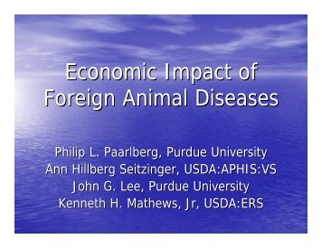 Economic Impact of Foreign Animal Diseases - Farm Foundation