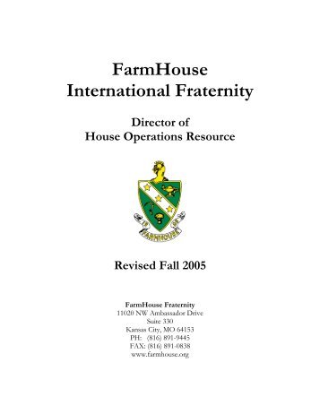Dir. of House Operations Resource Guide - FarmHouse Fraternity