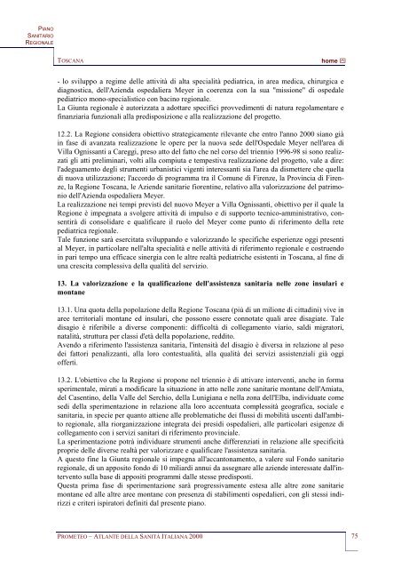 Piano Sanitario Regionale 1999-2001 Toscana - Farmindustria