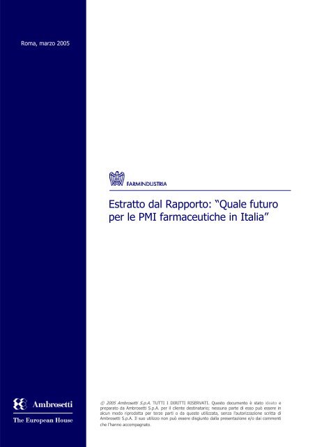 Estratto dal Rapporto: ?Quale futuro per le PMI ... - Farmindustria