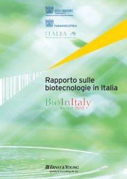 Rapporto sulle biotecnologie in Italia 2010 - Farmindustria