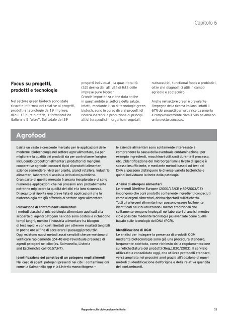 Rapporto sulle biotecnologie in Italia 2010 - Farmindustria