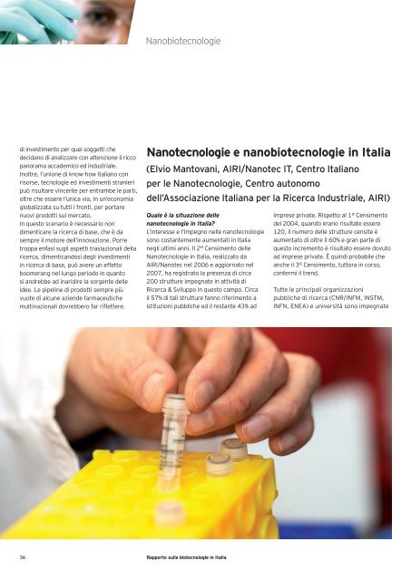 Rapporto sulle biotecnologie in Italia 2010 - Farmindustria