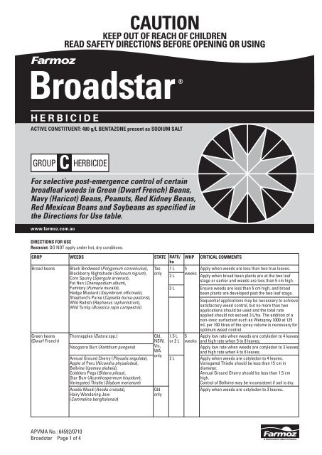 BROADSTAR HERBICIDE - Farmoz