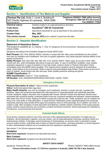 msds - gusathion 200 sc - Farmoz