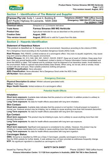 msds - simanex 900 wg - Farmoz