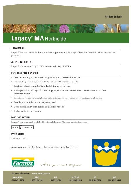 Legacy MA Herbicide - Farmoz