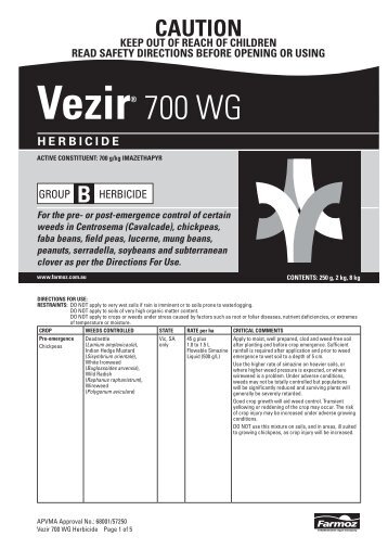 VEZIR 700 WG HERBICIDE - Farmoz