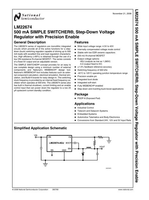 LM22674 500 mA SIMPLE SWITCHER®, Step-Down ... - Farnell