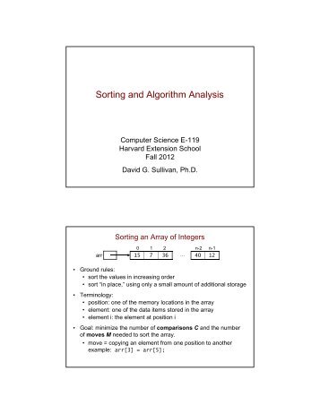 Sorting and Algorithm Analysis