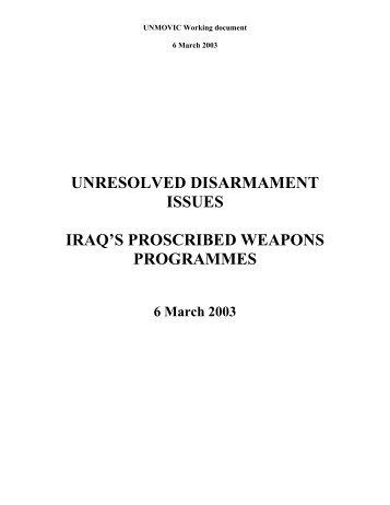 Unresolved Disarmament Issues