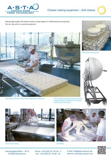Cheese making equipment â Soft cheese - A-S-T-A-eismann GmbH