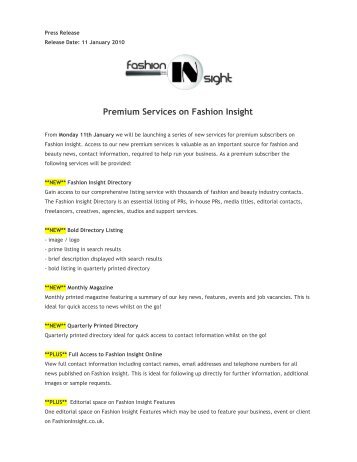 Premium Services on Fashion Insight