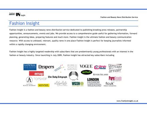 Fashion and Beauty News Distribution Service ... - Fashion Insight