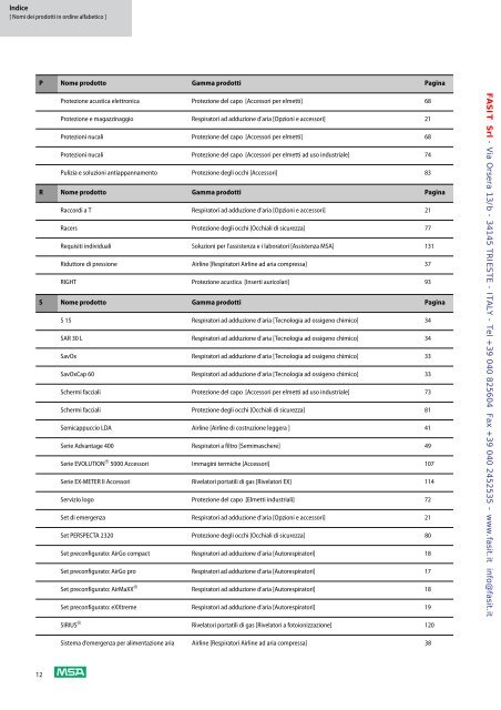 Scarica catalogo MSA - Fasit