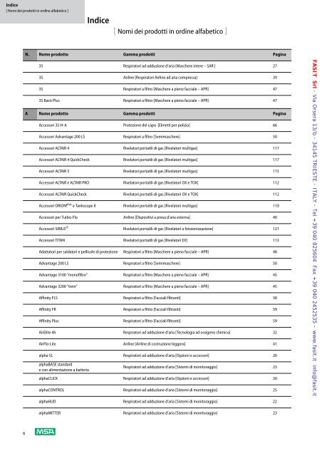 Scarica catalogo MSA - Fasit