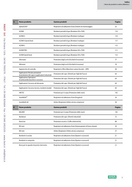 Scarica catalogo MSA - Fasit