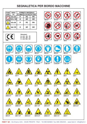 SEGNALETICA PER BORDO MACCHINE - Fasit