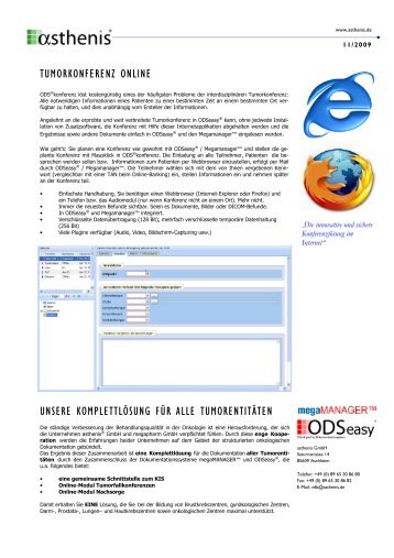 Informationen zu Nachsorge und Tumorkonferenz ... - asthenis Gmbh