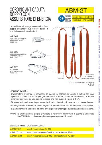 Cordini anticaduta con assorbitore di energia EN 355 - Fasit