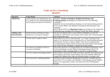 FAQs zur B.A.-Umstellung Spanisch