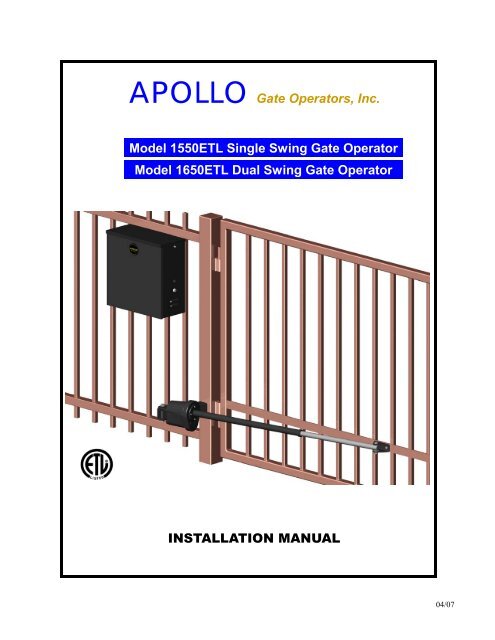 1550ETL/1650ETL Installation Manual - Nice Apollo