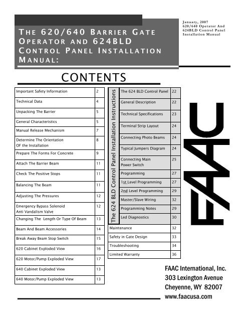 620-640 With 625BLD Install Manual.Pub - FAAC USA