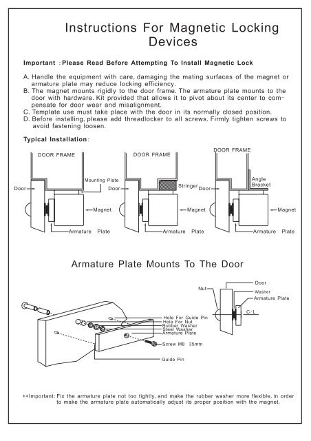 UL600LSDM Magnetic Lock Manual - Fast Access Security Corp.