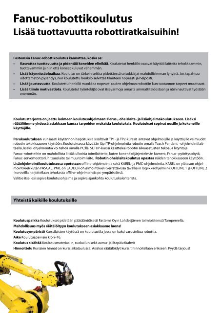 FASTEMS IS Fanuc-robottikoulutus