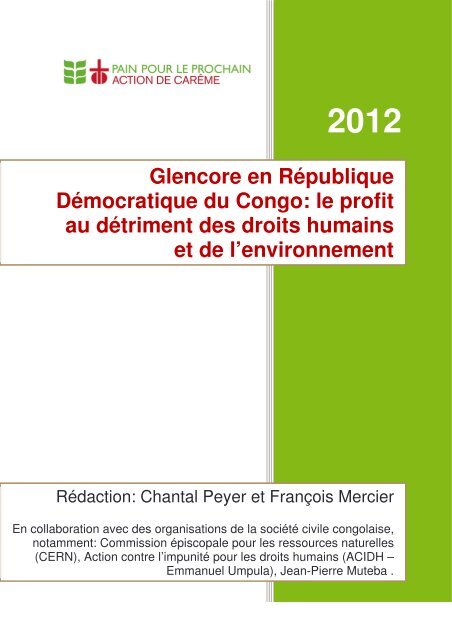 Glencore en République Démocratique du Congo - Fastenopfer