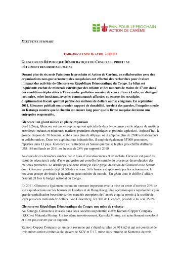 FRANCAIS - Executive summary français finalx - Fastenopfer