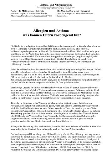 Allergien und Asthma - Asthma und Allergie Zentrum Leverkusen