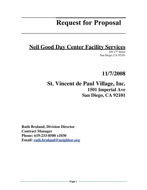 Request for Proposal - Father Joe's Villages