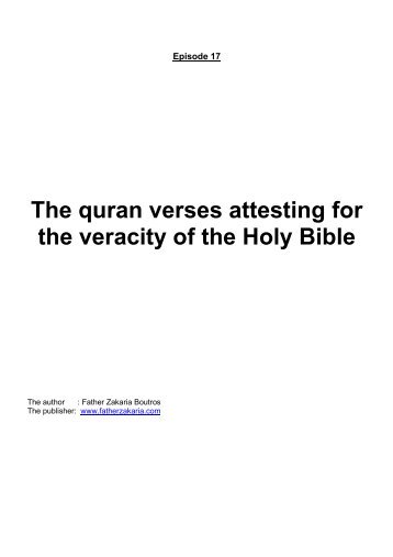The quran verses attesting for the veracity of the ... - Father Zakaria