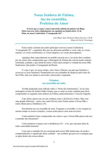 Nossa Senhora de Fátima, luz na escuridão, Profetisa do Amor