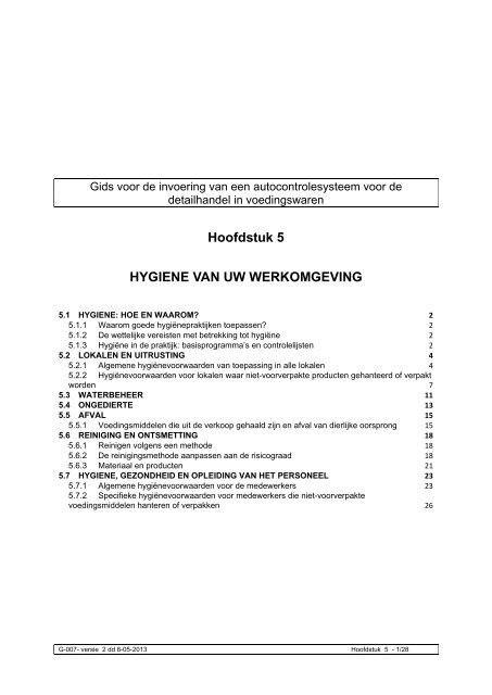 Gids voor de invoering van een autocontrolesysteem voor de ... - Favv